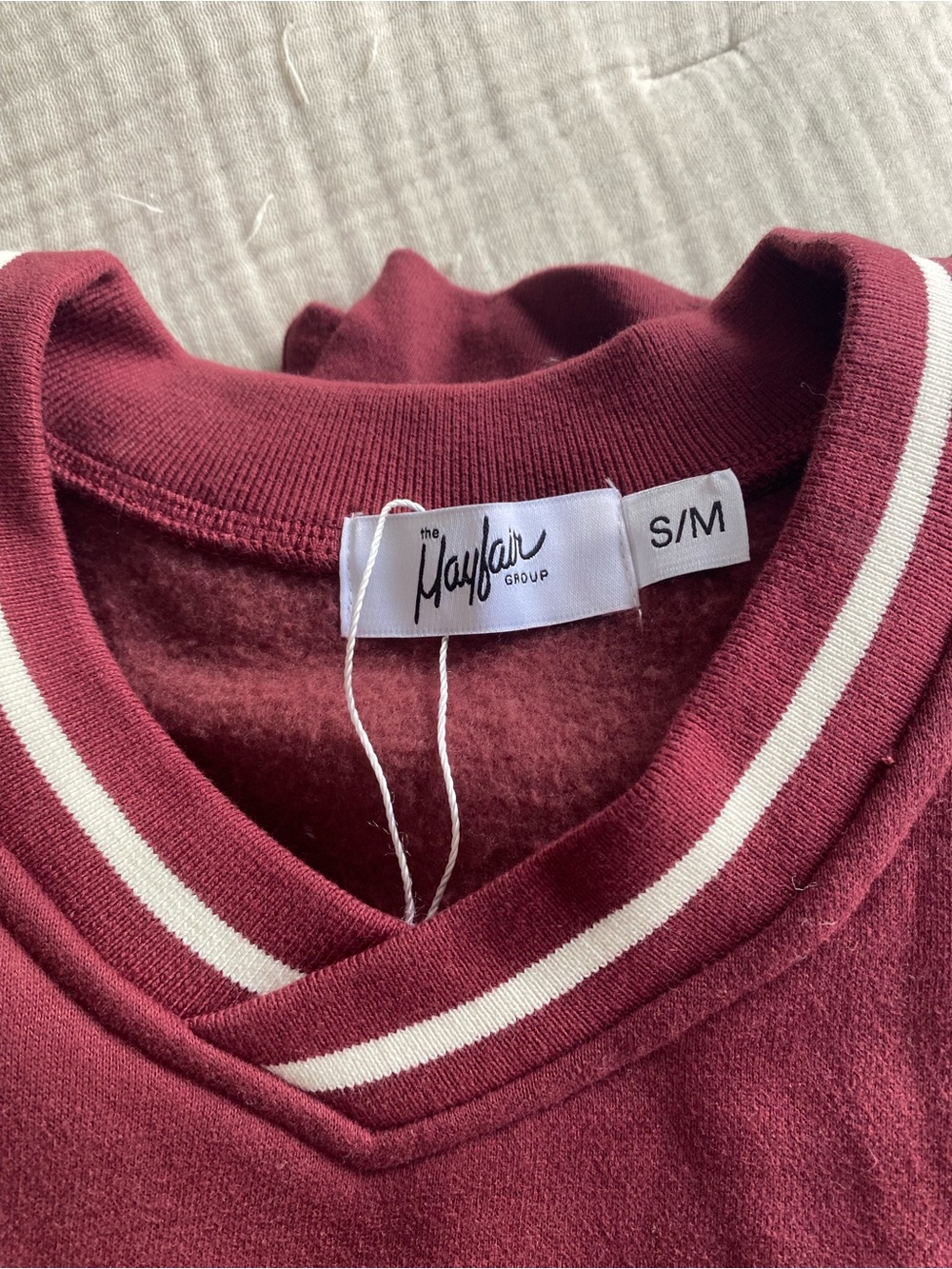 The Mayfair Group ‘Just Be Kind' Burgundy V-Neck Sweatshirt - Picture 2 of 6